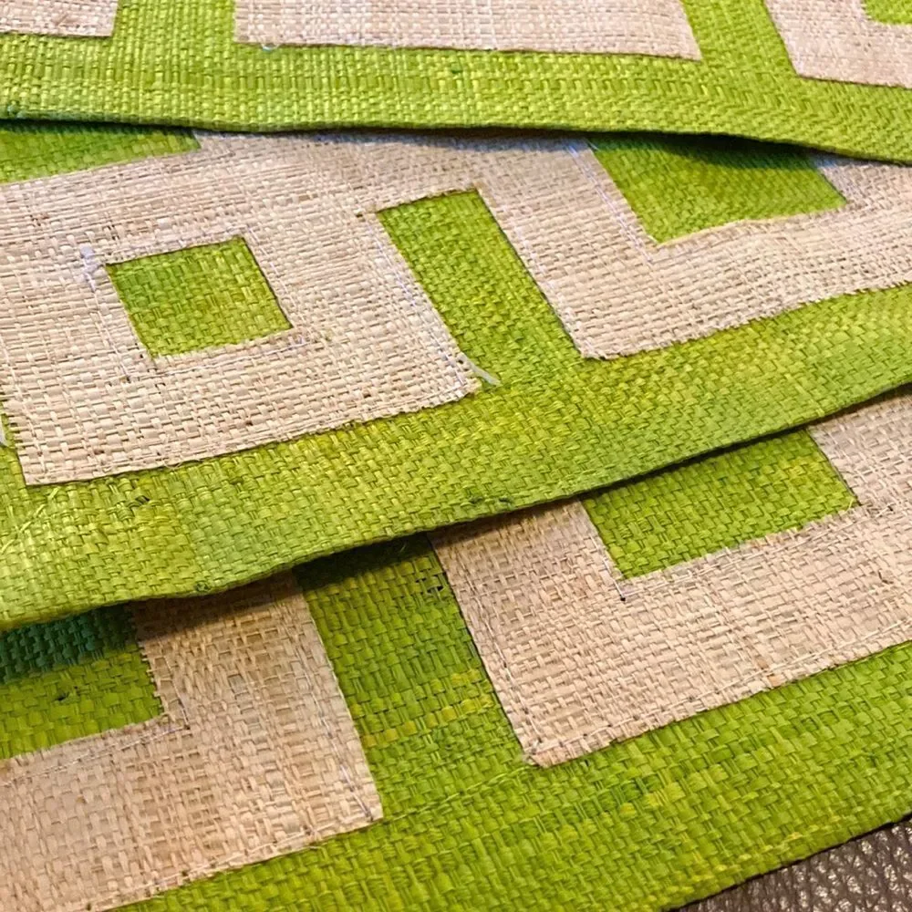 Pomegranate Square Green Rice Paper Placemats 13.5” Square